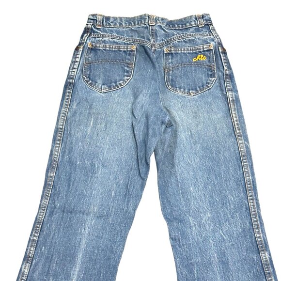 Vintage H.I.S. 10/11 Chic Blue Mom Jeans High Waist Straight Creased Made in USA - Picture 8 of 16